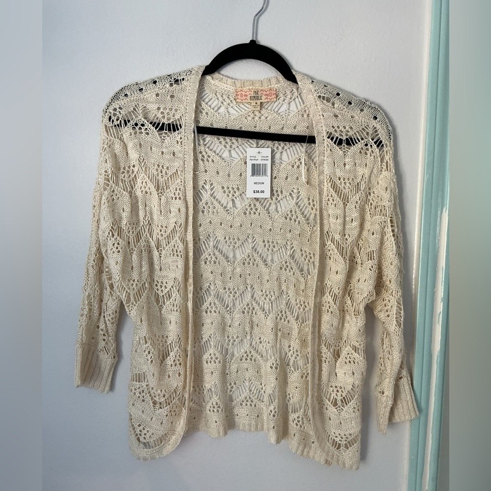 Pink Republic Cream Open-Knit Cardigan